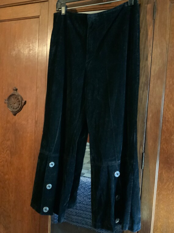 Vintage Black Velvet Bell Bottom Pants, Size Small - image 3