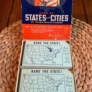 1948 Parker Brothers Estados y Ciudades Juego de Cartas