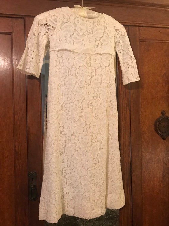 1970s Lace Flower Girl Dress - image 1