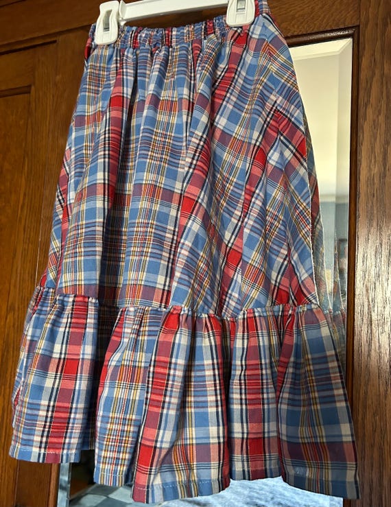 1970s Handmade Cowgirl Plaid Skirt and Reversible… - image 1