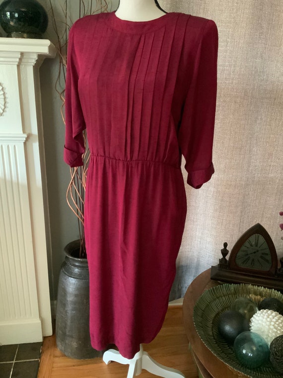 1980s Nina Piccalino Fuschia Pleated dress w/ sho… - image 4