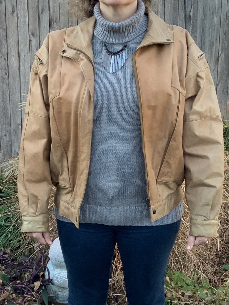 1990s Winlit Leather Bomber Jacket, Size M image 3