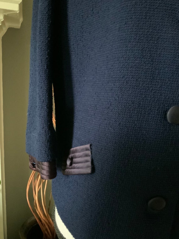 Vintage Butte Knit 100% Navy / Purple Wool & Sati… - image 5