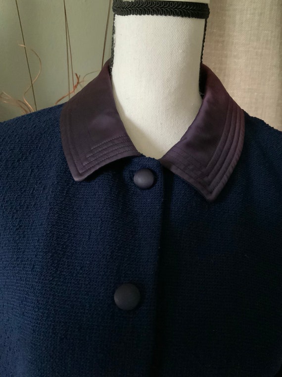 Vintage Butte Knit 100% Navy / Purple Wool & Sati… - image 6