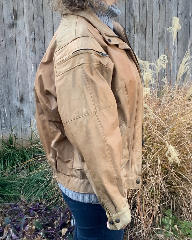 1990s Winlit Leather Bomber Jacket, Size M image 5