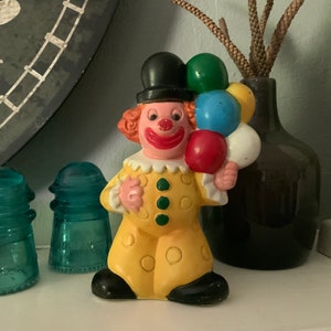 Vintage plastic Clown with Balloons coin bank