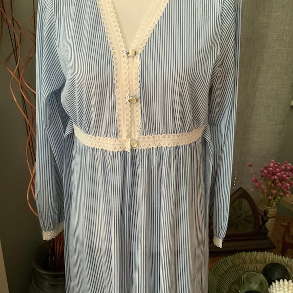 Vintage Texsheen Blue and White night gown/ cover