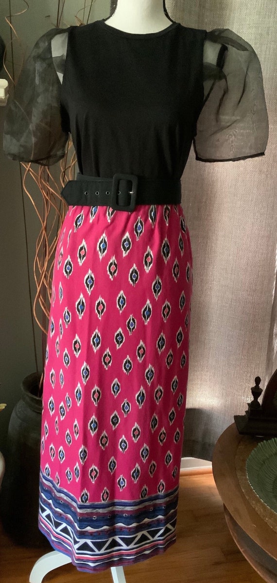 Fuschia Ikat  Long Skirt by Circle T by Marilyn Le