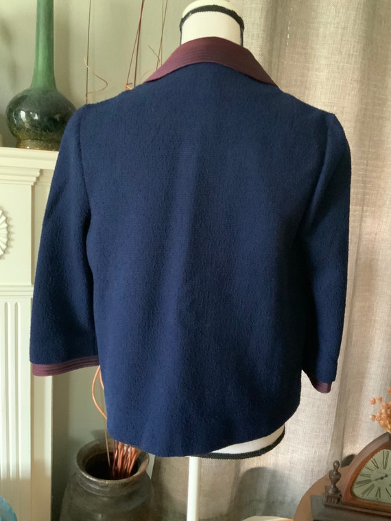 Vintage Butte Knit 100% Navy / Purple Wool & Sati… - image 7