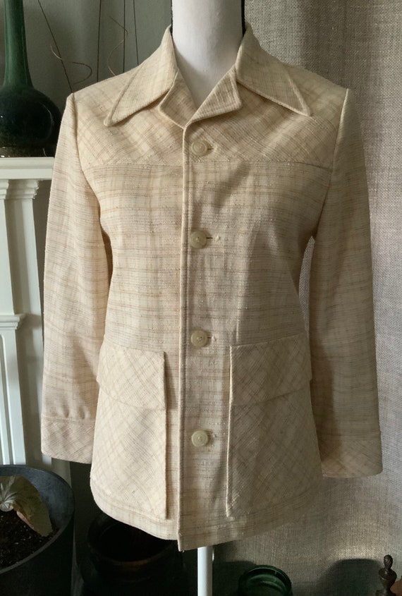 1970s Lee Wald Unisex yellow and white Jacket