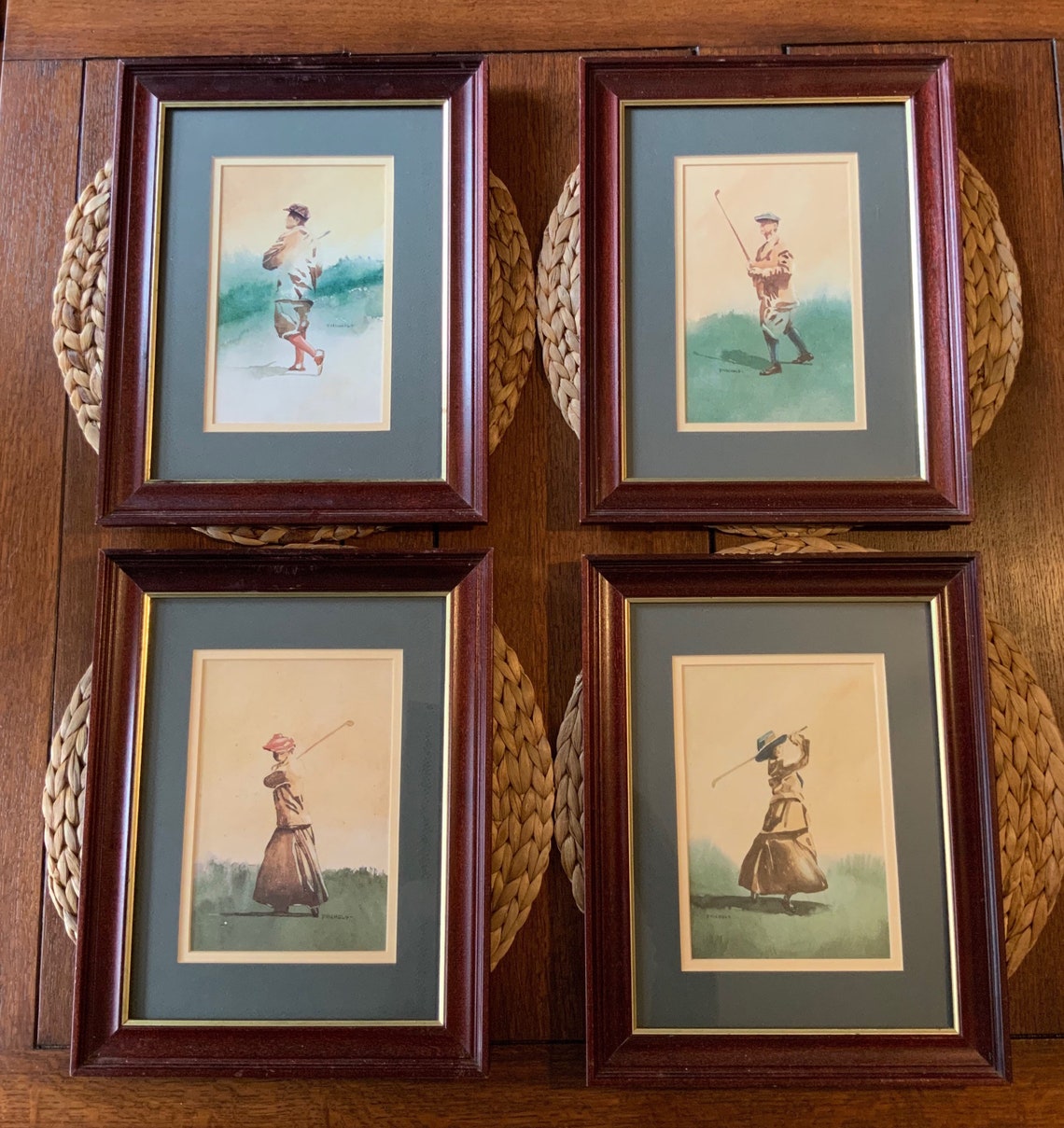 4 D. Nichols Vintage Framed Golf Watercolor Prints Etsy