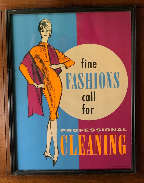 Set of 6 1960s Vintage Dry Cleaning Posters by Crewdson Co. of Etsy