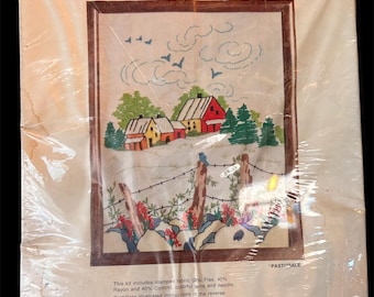 1970s WonderArt “Pastorale” Crewel Kit, #5131