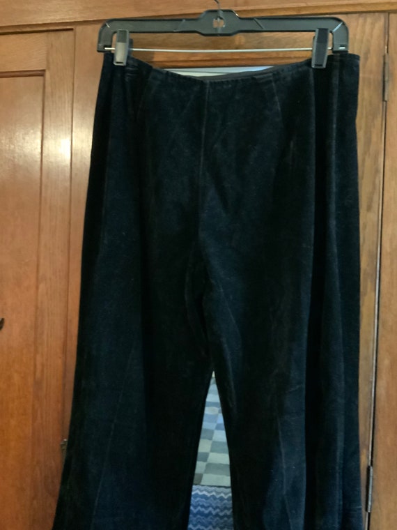 Vintage Black Velvet Bell Bottom Pants, Size Small - image 5