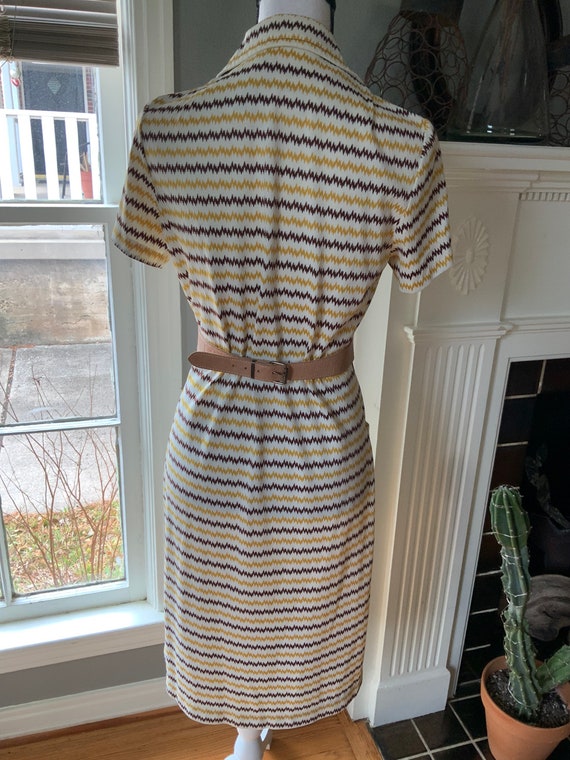 1970s Graphic zippered Dress with front pockets - image 3