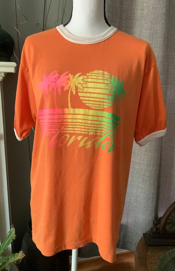 Vintage Orange Florida Tee with White Piping