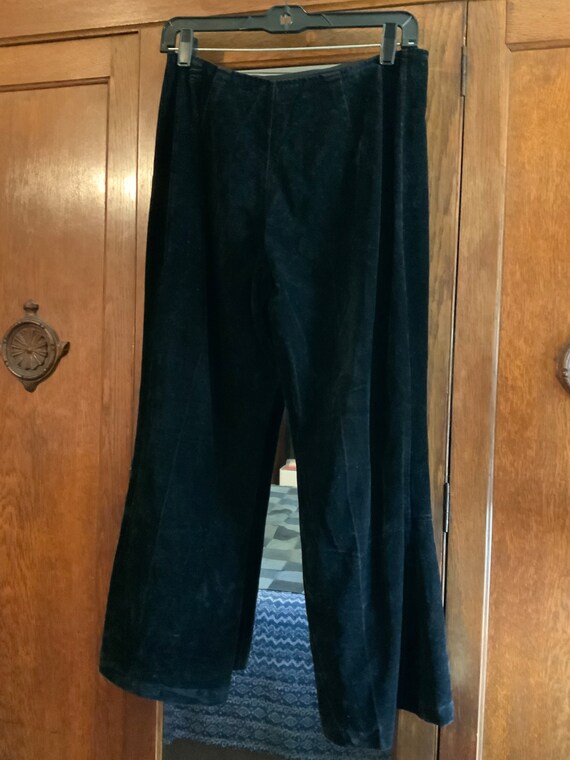 Vintage Black Velvet Bell Bottom Pants, Size Small - image 6