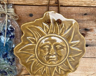 Pottery Sun Face wall plaque