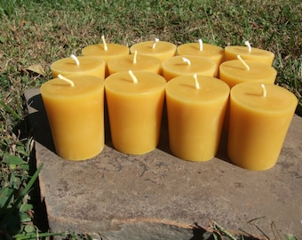 100% Beeswax Votive Candles - 12 Standard Beeswax Votive - Free Ship! -