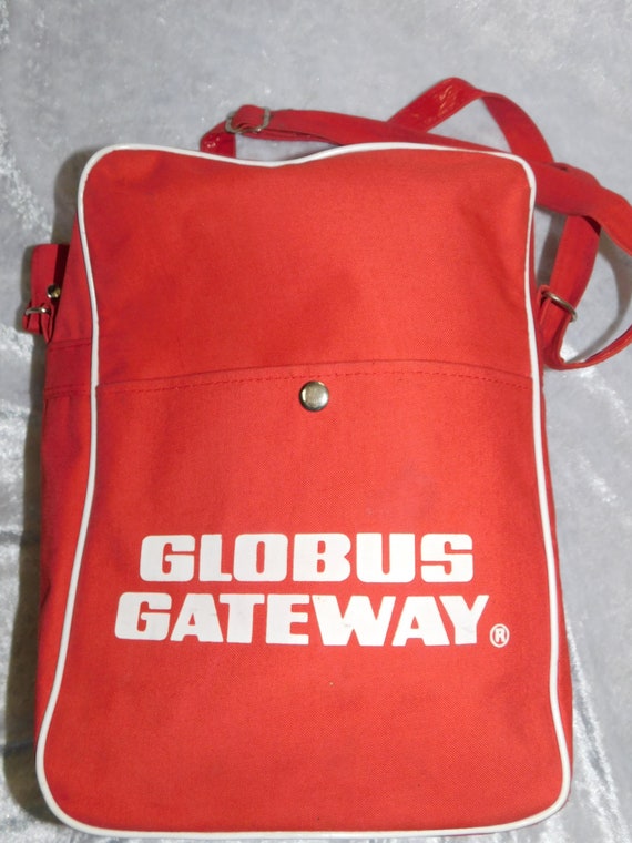 vintage globus gateway red white canvas travel lu… - image 3