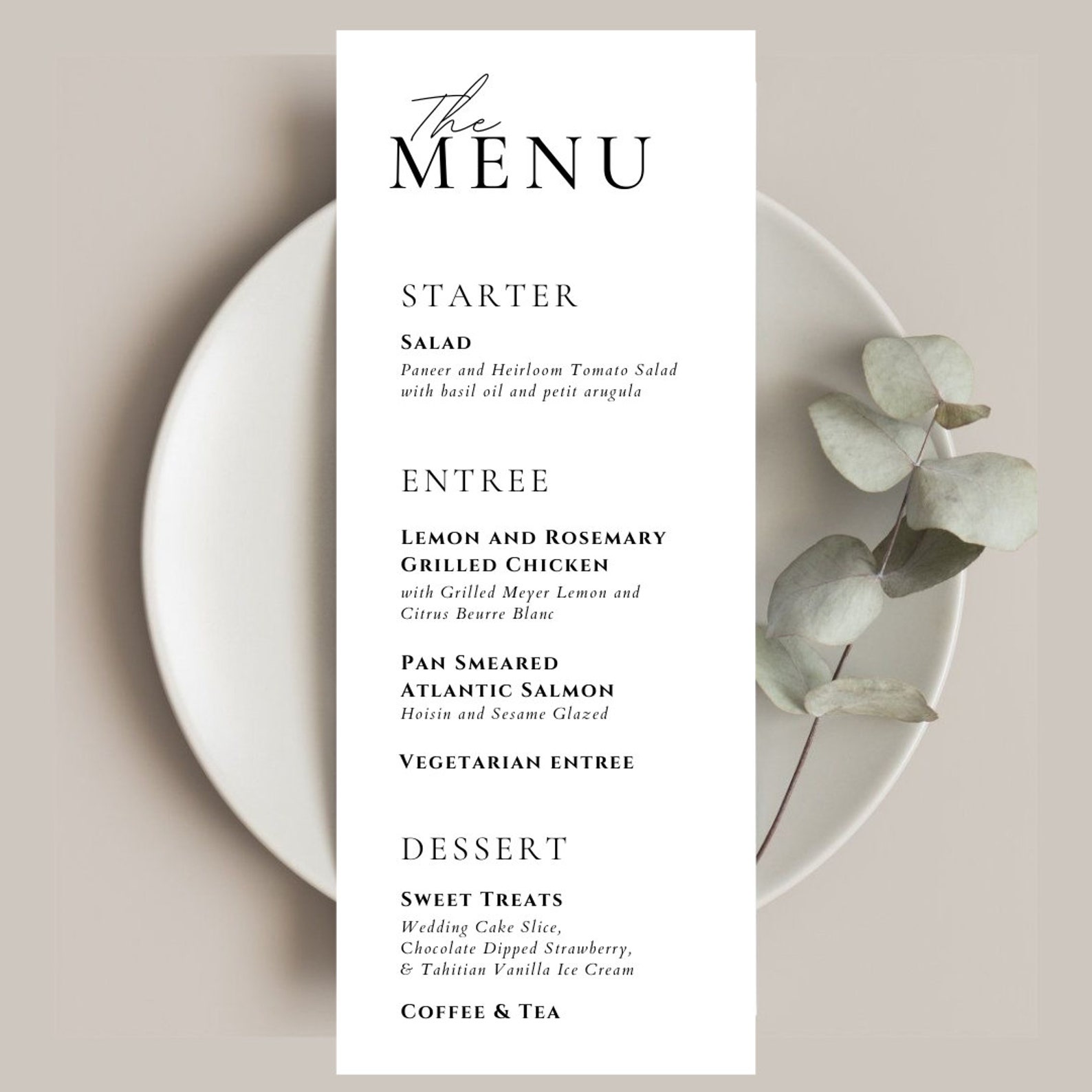 Bulk - Elegant Wedding Menus - Customizable - Etsy
