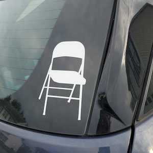 Folding Chair Decal/Sticker, steel chair decal, folded OR open, car decal, notebooks, decor, gift