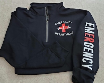 ER Staff Half Zip Sweatshirt: Lightweight Emergency Room Pullover