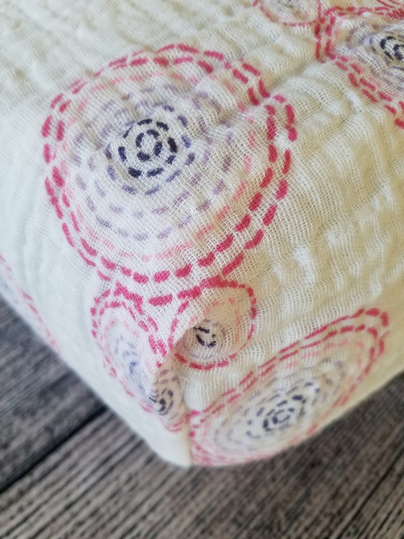 Best Crib Sheet Double Gauze Cotton Pink And White Bedding Etsy