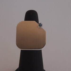Handmade Square Sterling Silver Ring with Blue Semi Precious Stone with Matte Finish