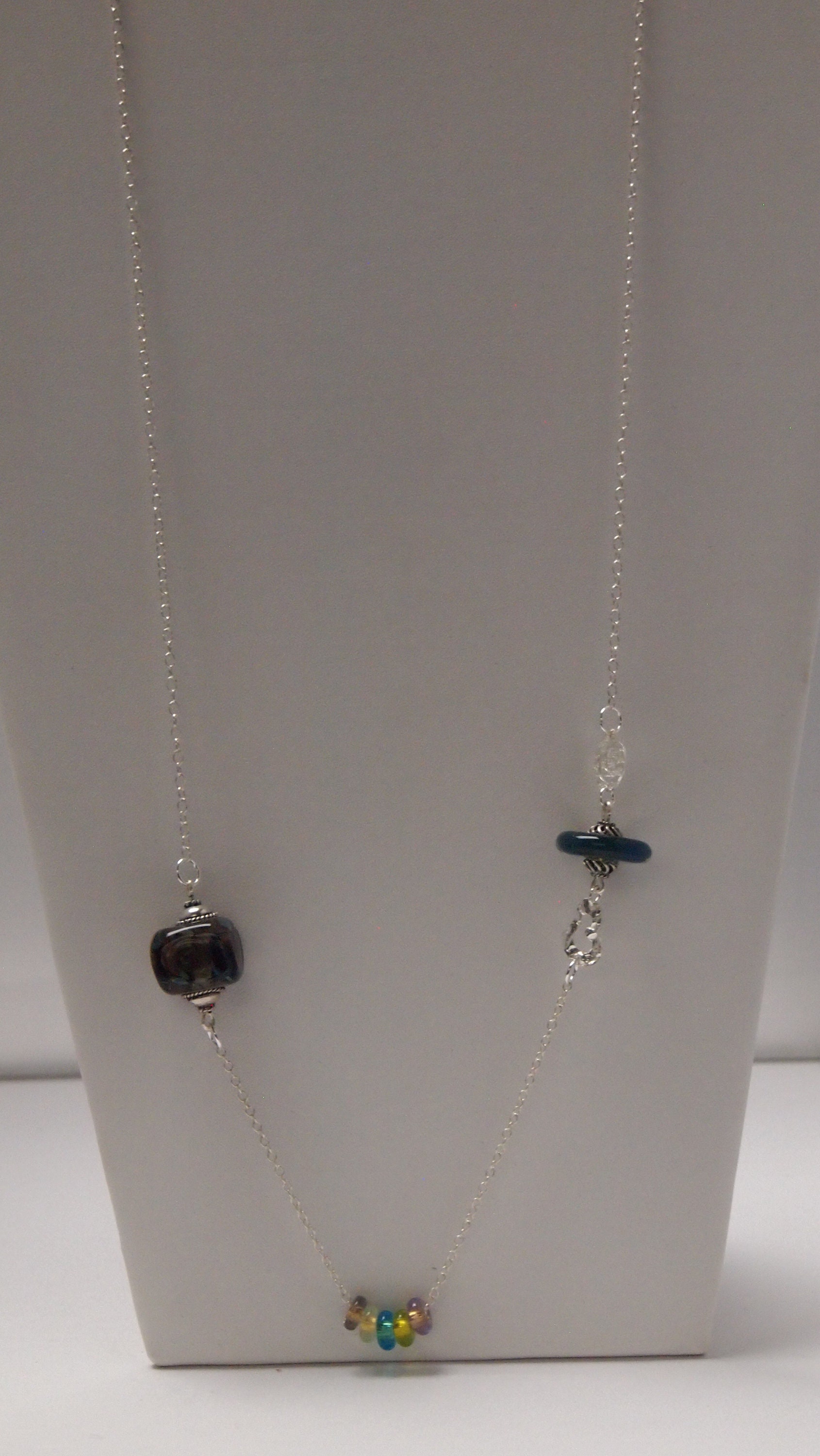 Delicate Long Sterling Silver Chain Necklace With Lampwork - Etsy