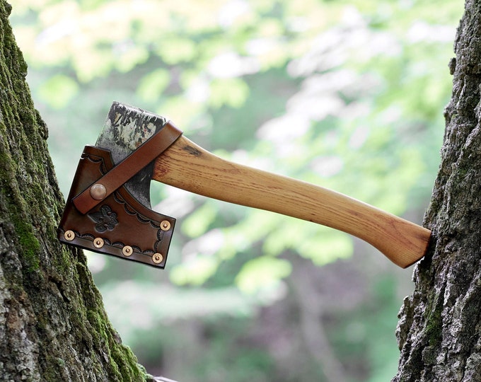 Vintage Plumb Boy Scout Hatchet wit custom Leather Sheath 1962-1972