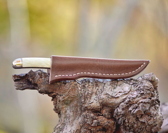 Hammer Brand Fixed blade knife with handmade leather sheath