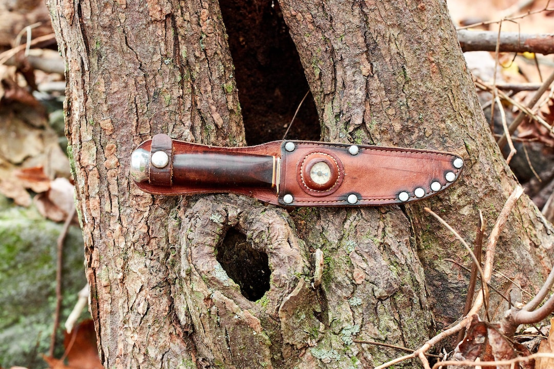 Vintage Kronenkrebs Fixed Blade Knife: Solingen Germany, Leather