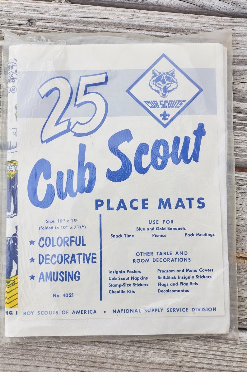 Vintage Cub Scout Place Mats in original package 25 ct
