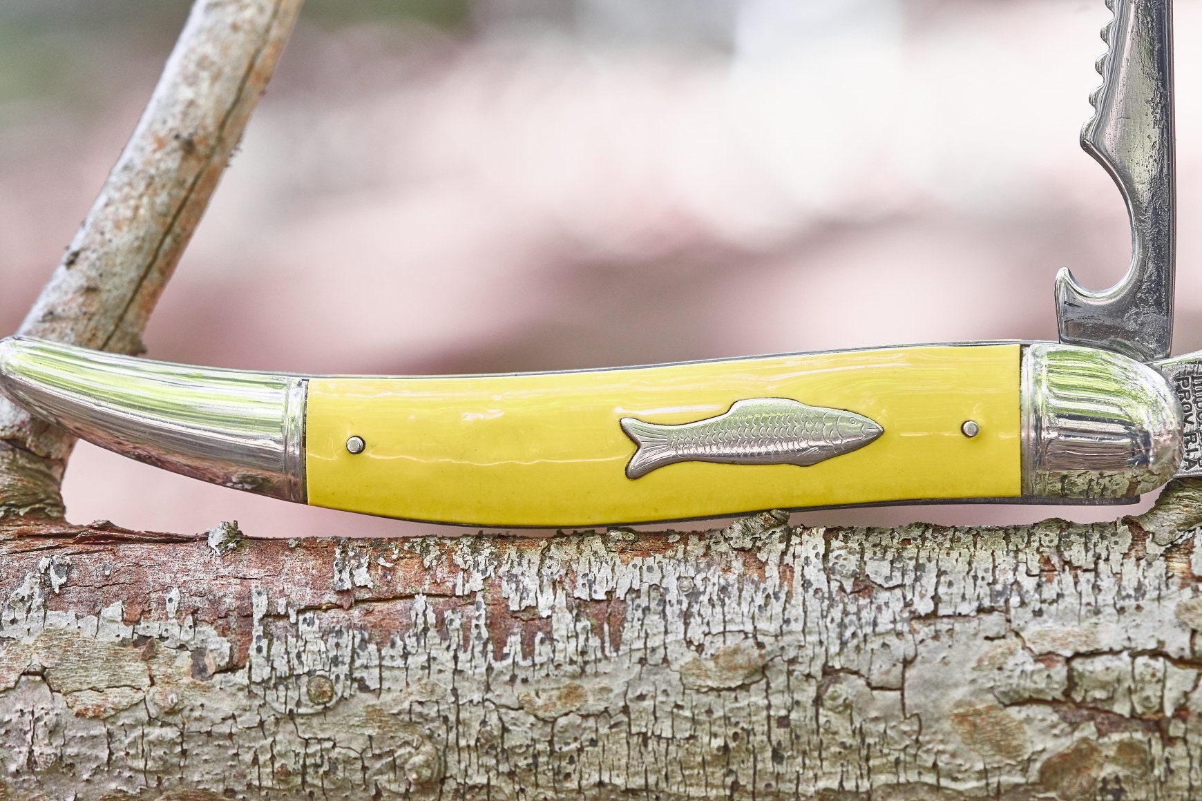 Vintage Imperial Fish knife Yellow pocket knife
