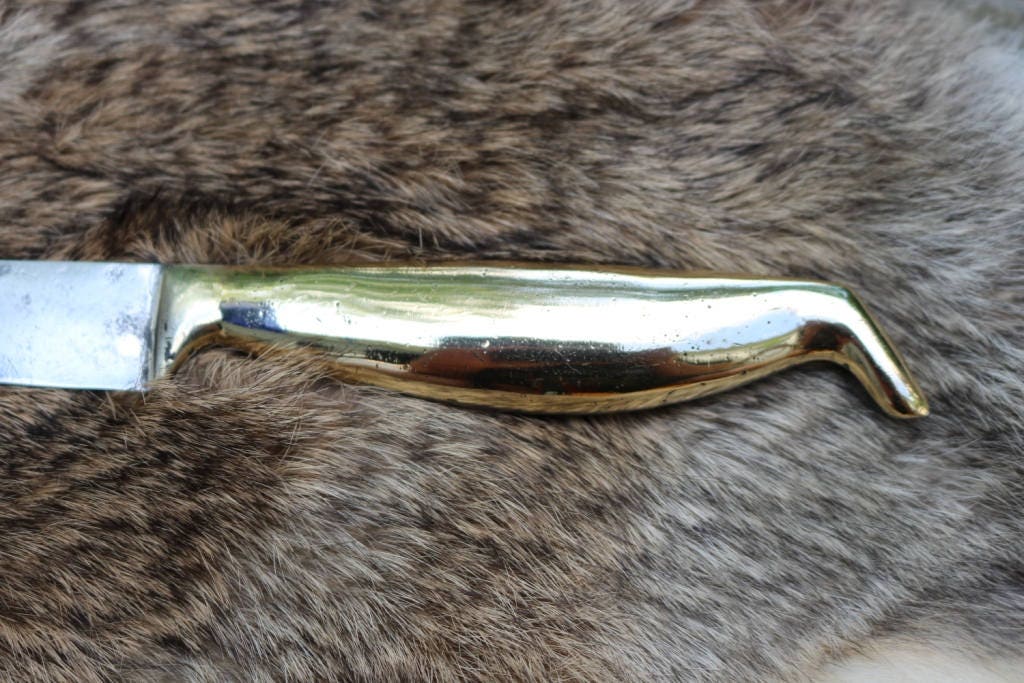Vintage Knife Brass handled fixed blade knife