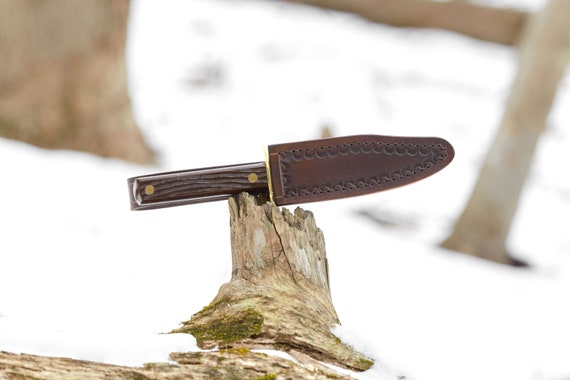 Vintage Hammer Brand Fixed Blade Knife With Handmade Leather Sheath -   Denmark