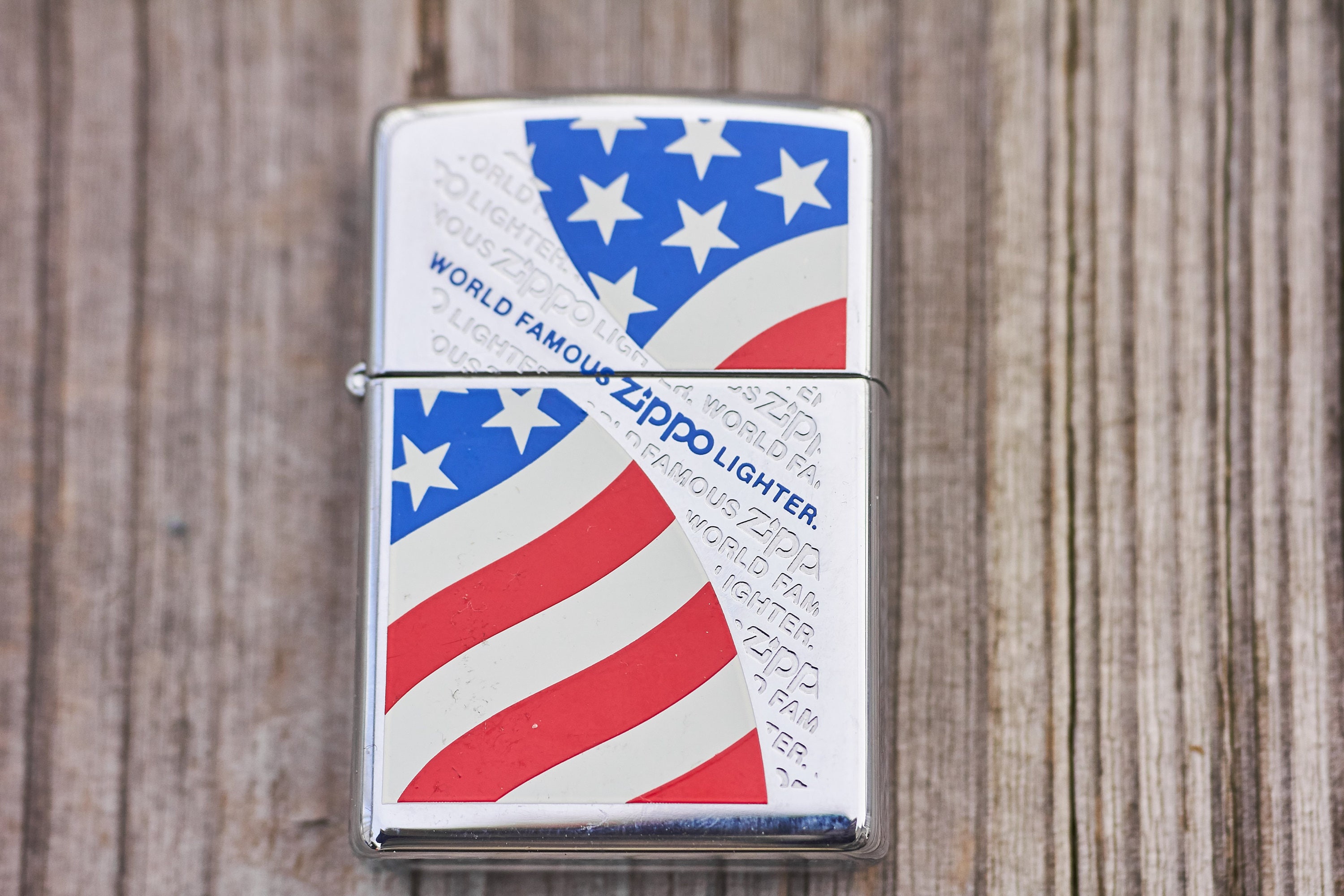 Zippo lighter American Flag Zippo with World Famous Zippo marking rare