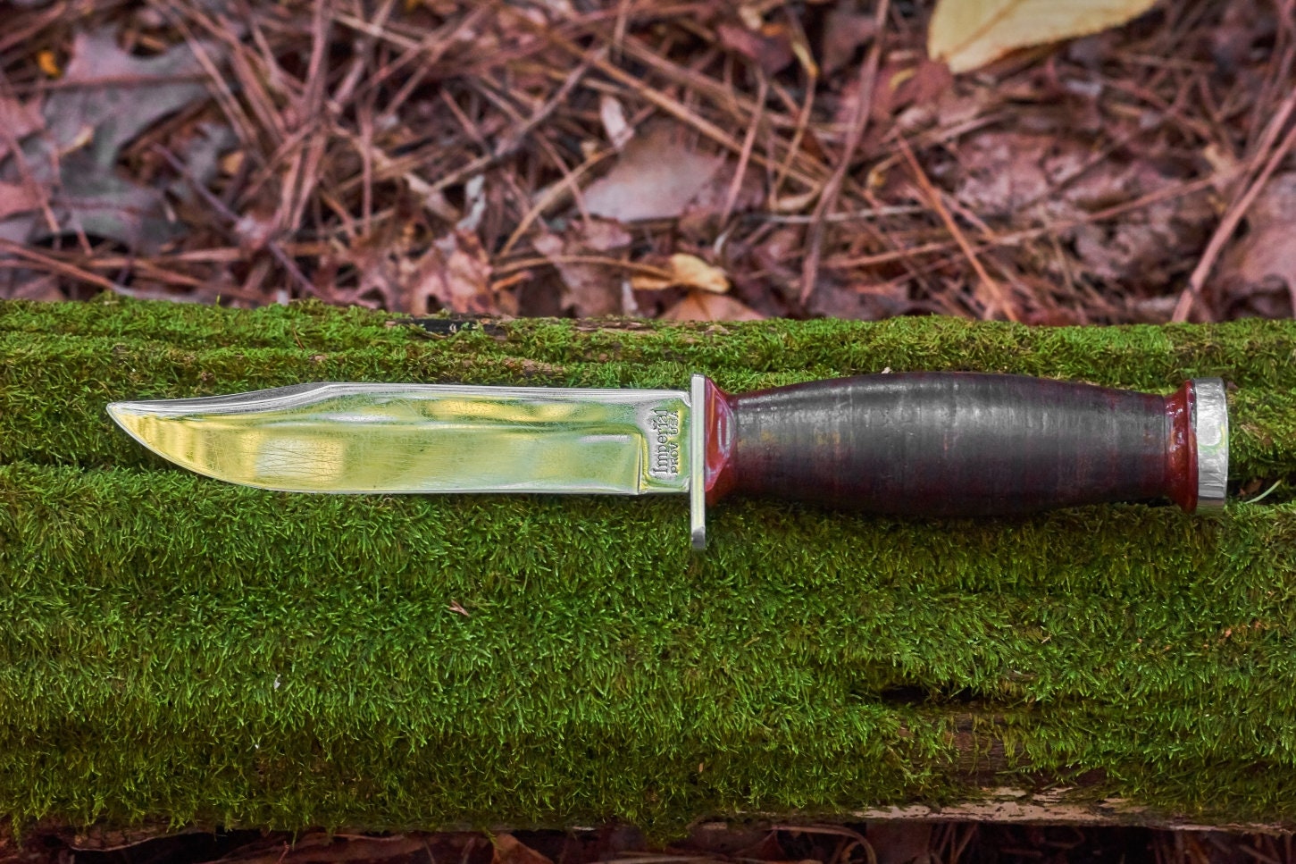 Vintage Imperial Fixed blade knife with hand made leather sheath