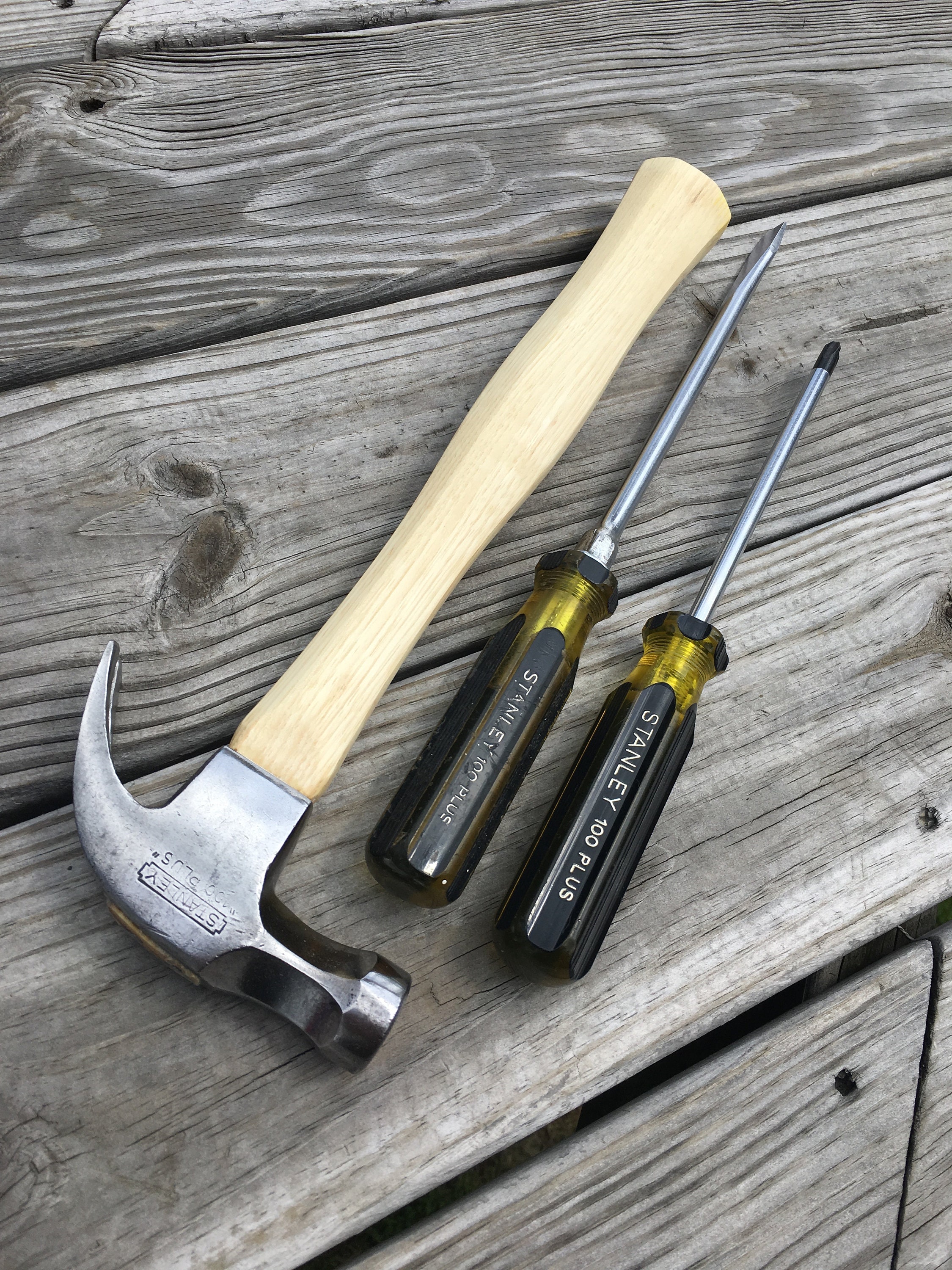 Vintage Hammer Stanley 100 Plus hammer and screwdriver set