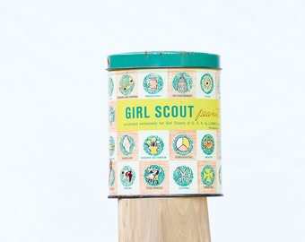 Vintage Girl Scout Peanut Crunch Tin Can