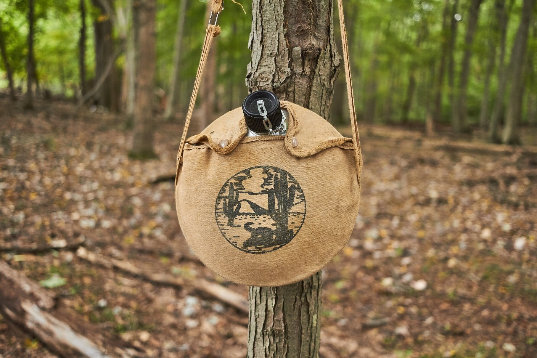 Vintage metal canteen for outdoors camping hiking adventuring