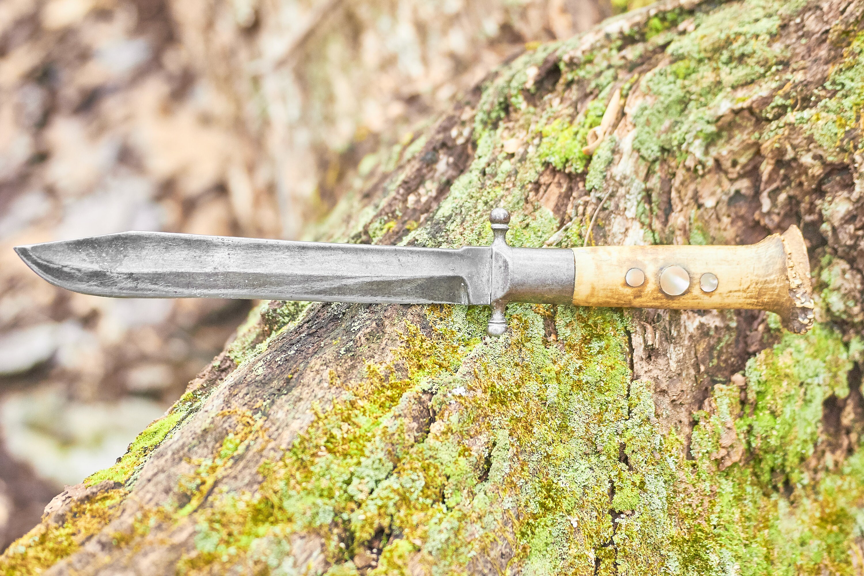 Antique Stag Handle hunting knife with mother of pearl inlays german