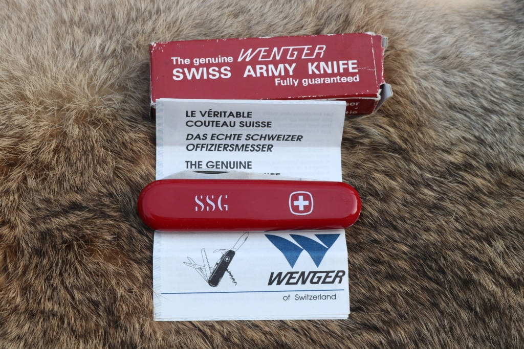 Wenger Swiss Army Knife with original box with Staff Sargent Marking