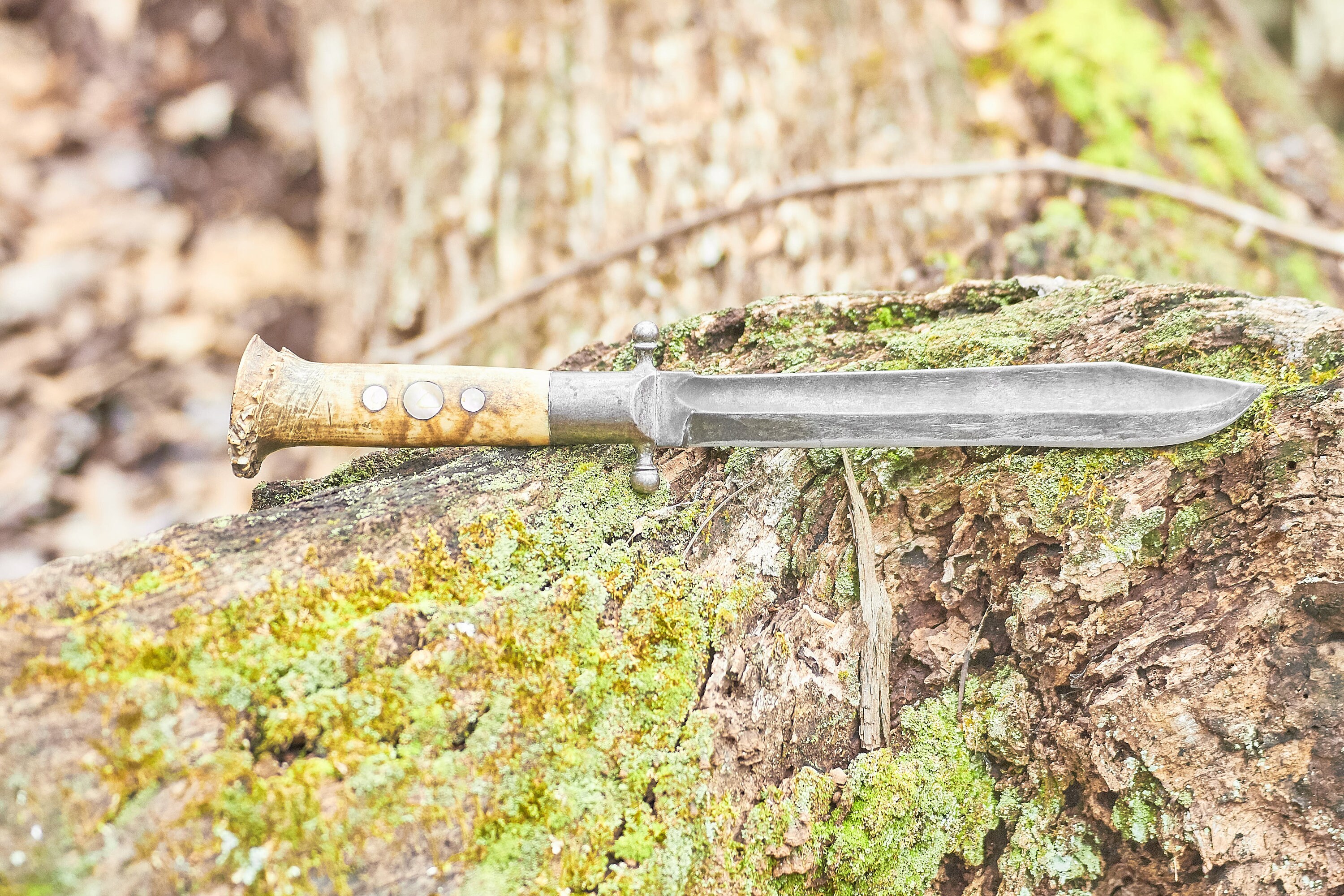 Antique Stag Handle hunting knife with mother of pearl inlays german