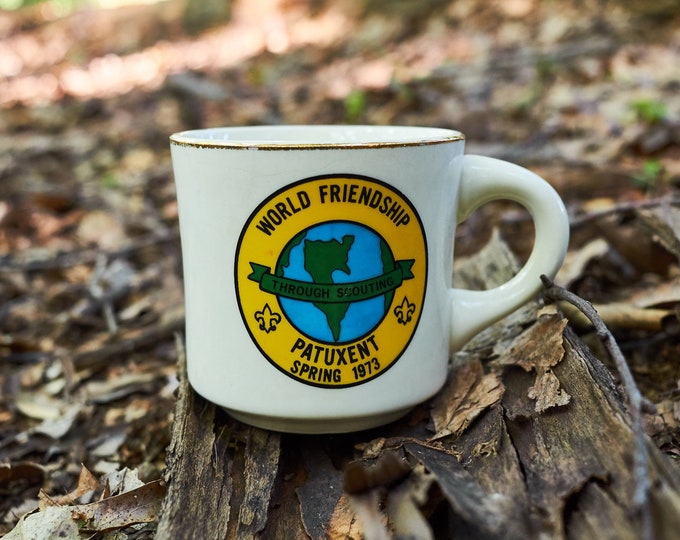 Vintage Boy Scouts of America coffee cup World Friendship Through Scouting Patuxent Spring 1973