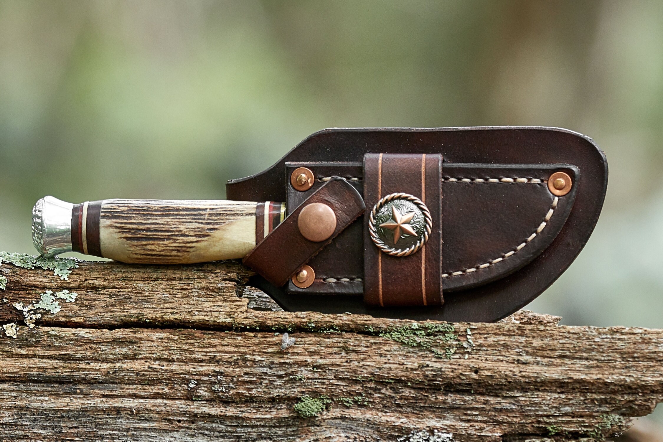 Vintage York Cutlery Company Fixed Blade knife with Custom made leather sheath Solingen Germany