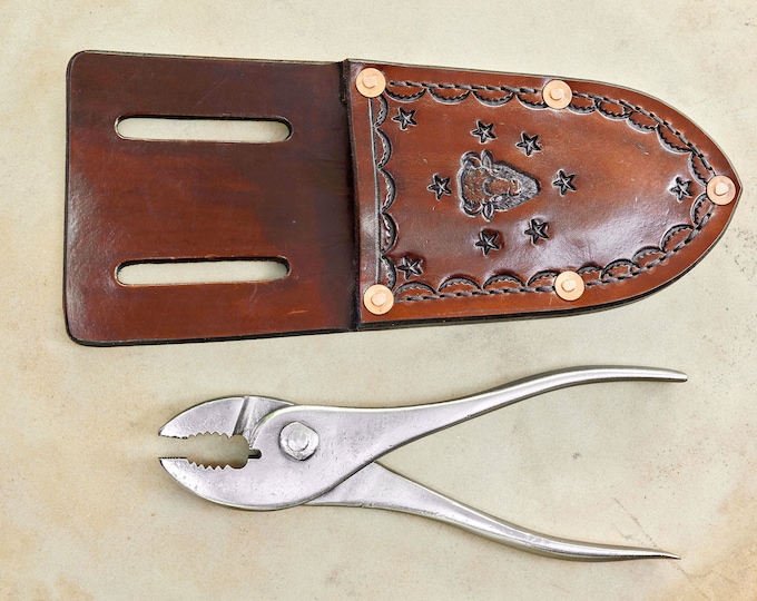 Vintage Reed Mfg Pliers with hand made leather holster