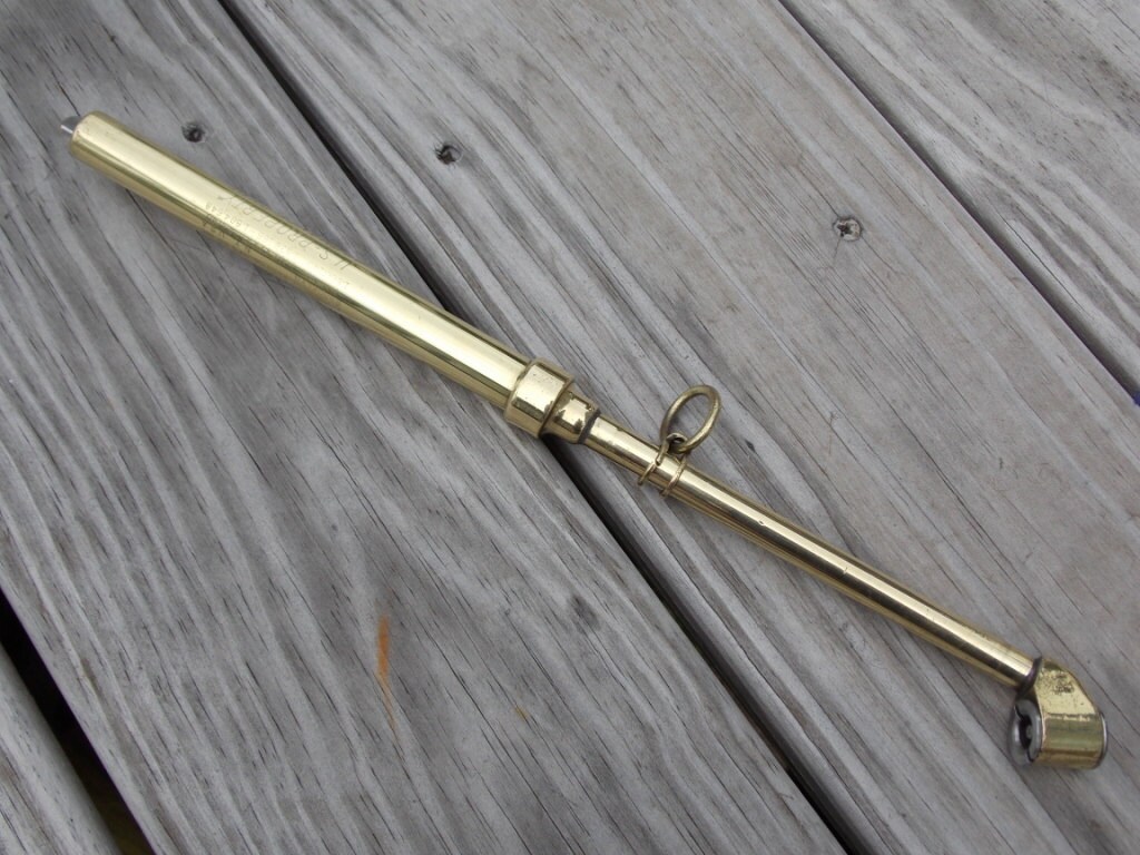Brass Tire Pressure Gauge made by Schrader marked U.S. Ordnance dept