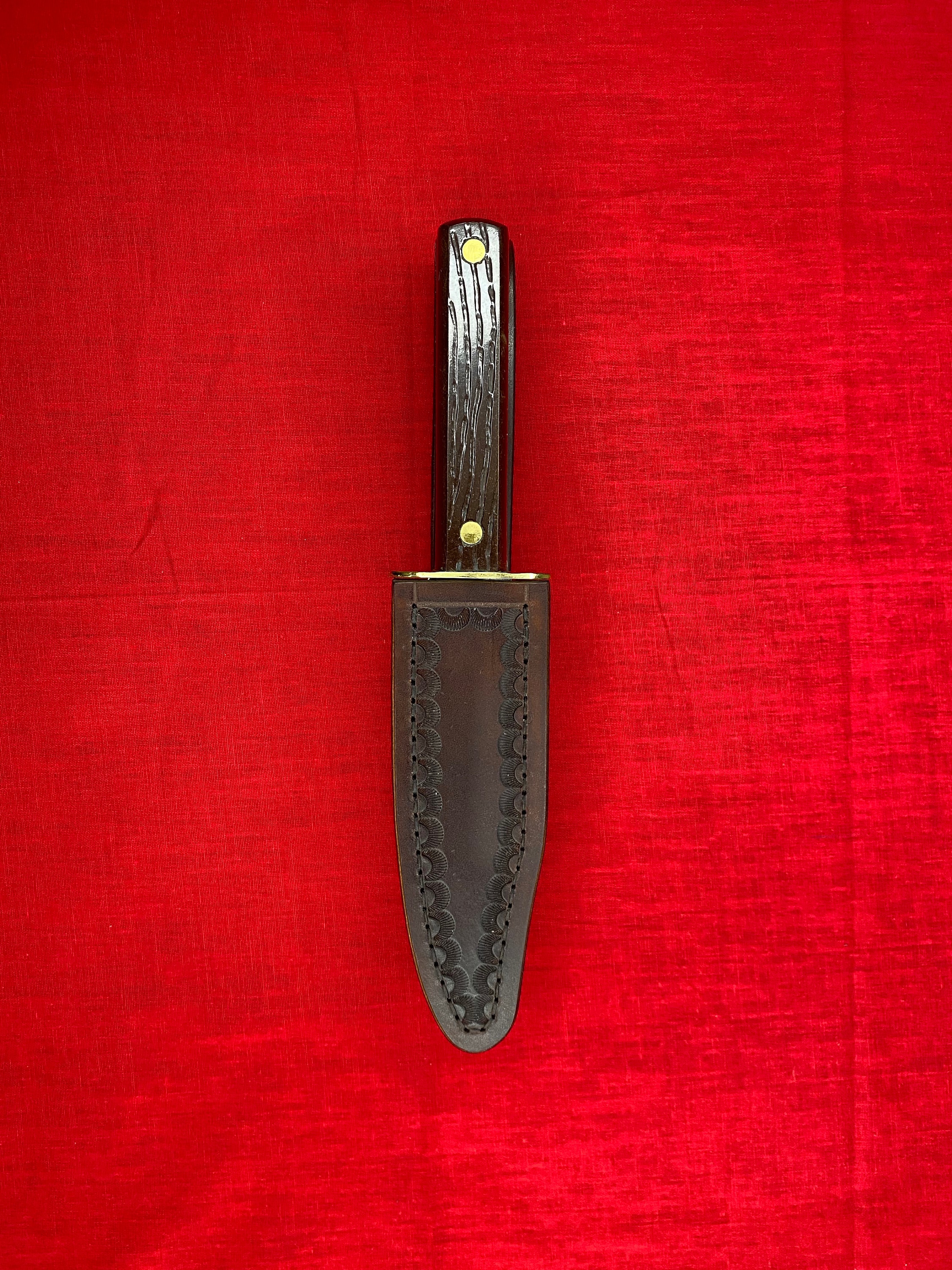 Vintage Hammer Brand Fixed Blade knife with handmade leather sheath